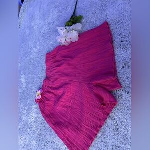 Women's Pink Crinkle Elastic Waist Shorts
